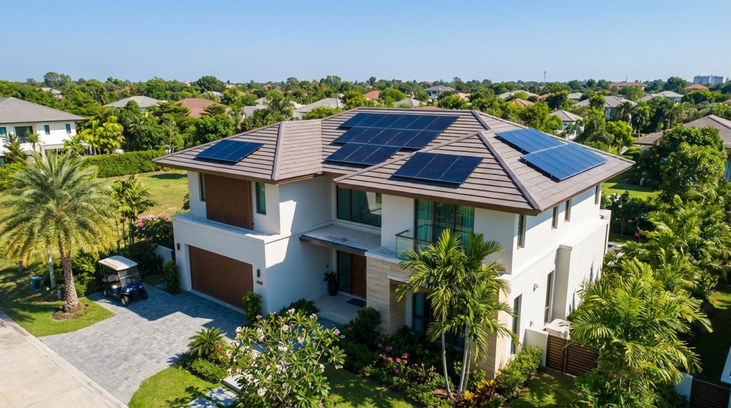 บ้านพักอาศัยติดตั้งโซล่าเซลล์บนหลังคา เพื่อลดค่าไฟฟ้า