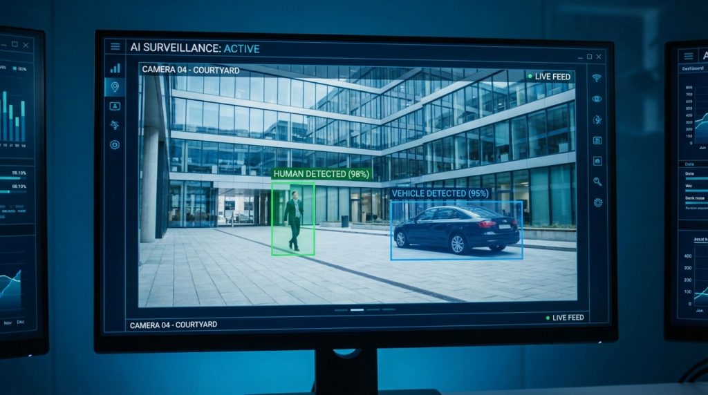 กล้องวงจรปิด AI ตรวจจับมนุษย์และยานพาหนะในระบบรักษาความปลอดภัยอัจฉริยะ