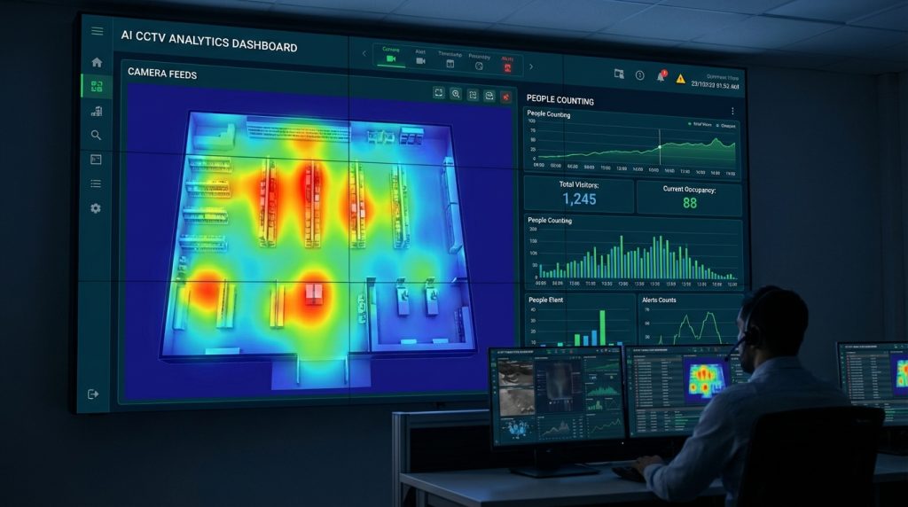 ระบบวิเคราะห์ข้อมูลจากกล้องวงจรปิด AI แสดง Heat Map และการนับจำนวนคน