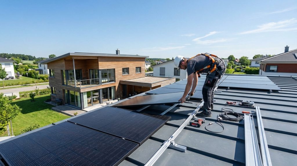 การติดตั้งแผงโซลาร์เซลล์บนหลังคาบ้าน