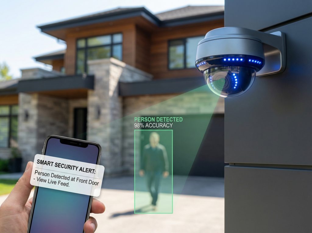 กล้องวงจรปิด AI ระบบรักษาความปลอดภัยบ้าน ตรวจจับคนและแจ้งเตือนผ่านแอปมือถือ
