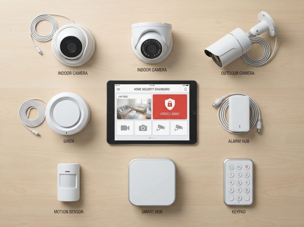 ระบบรักษาความปลอดภัยบ้านครบชุด กล้อง CCTV เซ็นเซอร์ และสัญญาณเตือนอัจฉริยะ