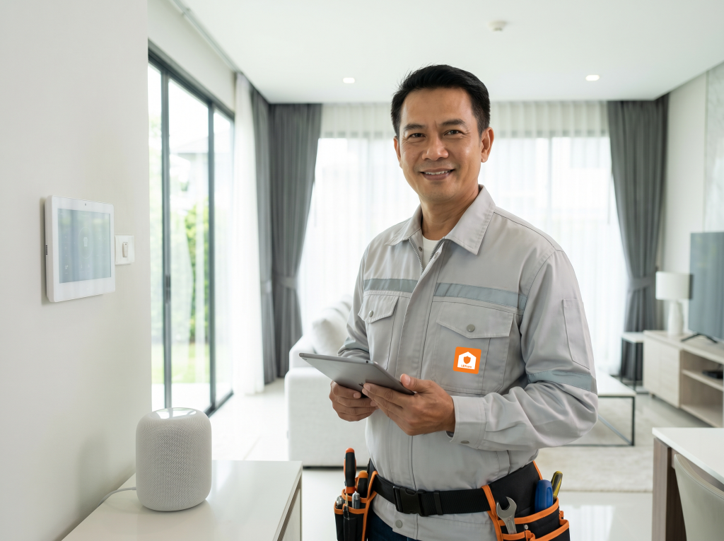 ช่างติดตั้งกล้อง AI ระบบรักษาความปลอดภัยบ้าน พร้อมตั้งค่าดูผ่านมือถือ